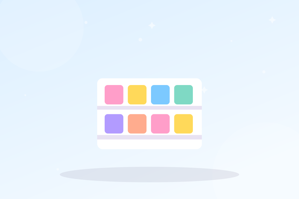 イラスト：カラフルな商品棚