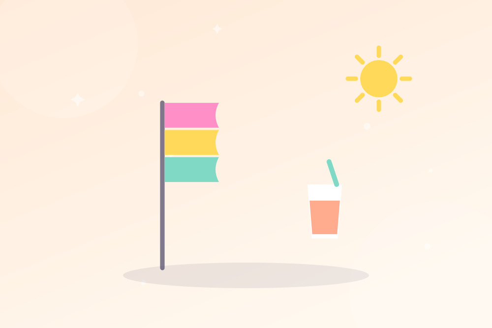イラスト:のぼりと夏のドリンク