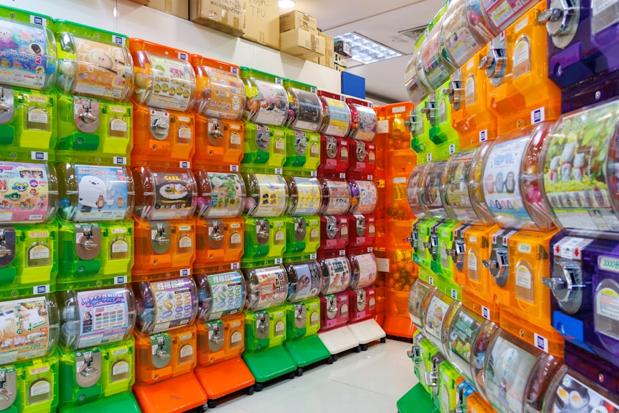 カラフルなカプセルトイの売場